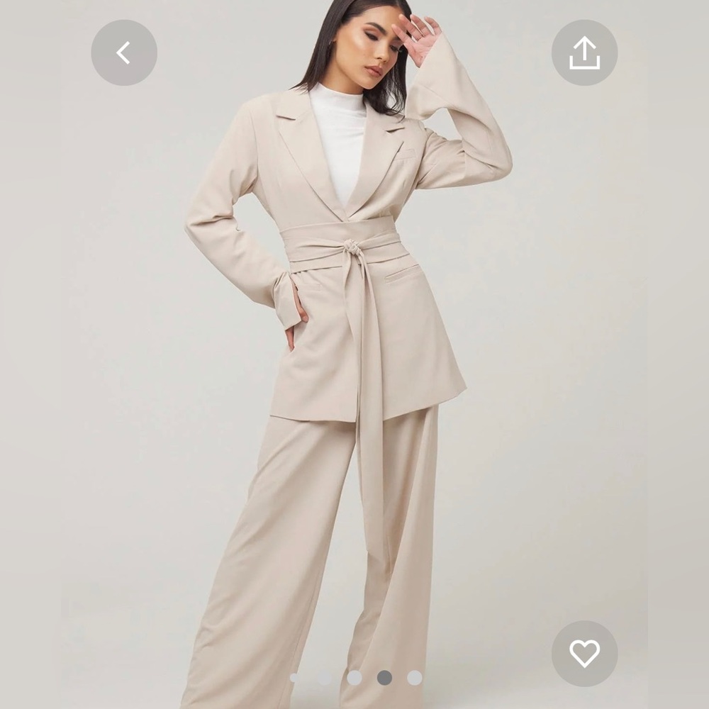 Zahraa The Label Carolina Tie Waist Blazer Set